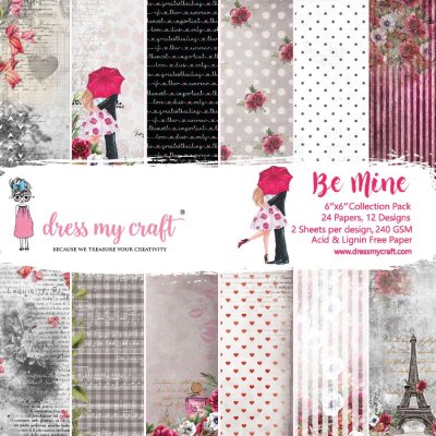 Dress My Crafts 6"x6" Single-Sided Paper Pad - Be Mine (24 sheets)
