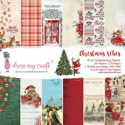 Dress My Craft 6"x6" Paper Pad - Christmas Vibes (24 sheets)