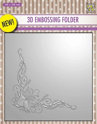 Nellies Choice 3D Embossing Folder - Poinsetta Corner