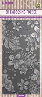 Nellies Choice 3D Embossing Folder - Slimline Leaves and Flowers