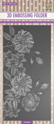 Nellies Choice 3D Embossing Folder - Slimline Wild Roses