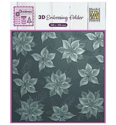 Nellie Snellen 6”x6” 3D Embossing Folder - Poinsettia