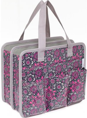 Everything Mary Makers Carry-All Tote - Gray & Pink Print with Gray Trim