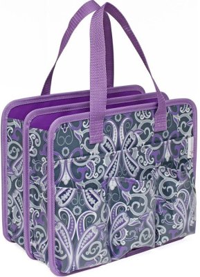 Everything Mary Makers Carry-All Tote - Gray & Purple Paisley with Purple Trim