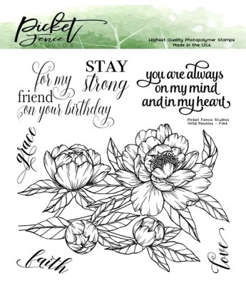 Picket Fence Studios 6”x6” Clear Stamps - Wild Peonies