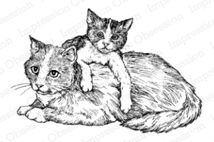 Impression Obsession Cling Rubber Stamp - Cat and Kitten