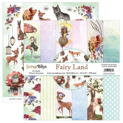 Scrapboys 12”x12” Paper Set - Fairy Land (12 sheets+cut out elements)