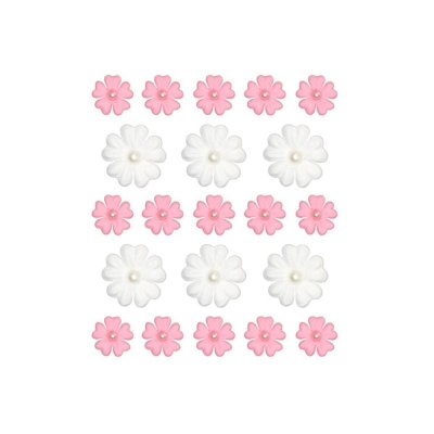 Multicraft Self-Adhesive Handmade Paper Flowers - Sweetheart with Pearl (21 pack)