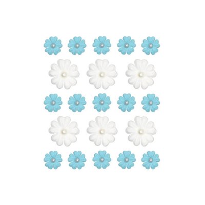 Multicraft Self-Adhesive Handmade Paper Flowers - Sky with Pearl (21 pack)