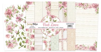 Scrapboys 8”x8” Paper Set - First Love (12 sheets+cut out elements)