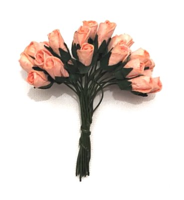 Mulberry Paper Rose Buds 12mm - Peach (25 pack)