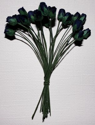 25st Paper Rose BUDS DarkBlue/Black ca 0.3cmx0.8cm