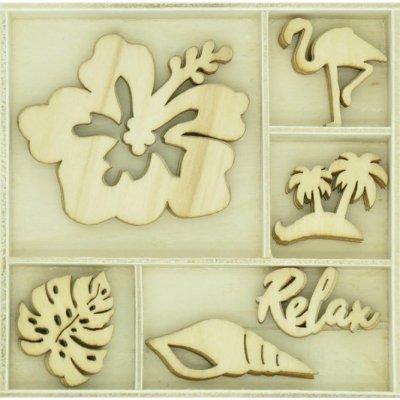 Kaisercraft Themed Mini Wooden Flourishes - Relax (30 pack)