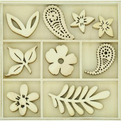 Kaisercraft Wood Mini Themed Embellishments - Paisley (45 pack)