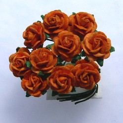 10st Small Paper Roses orange ca 1cm