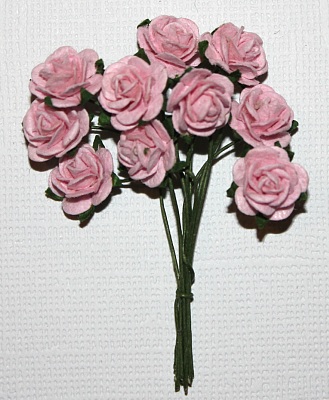 10st Small Paper Roses light pink ca 1cm