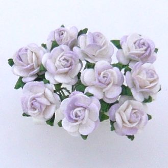 10st Paper Roses 2-tone pale-lilac ca 10mm