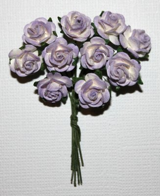 10st Small Paper Roses 2tone light violet ca 1cm