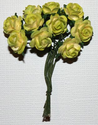 10st Small Paper Roses 2tone moss green ca 1cm