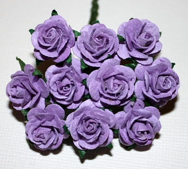 10st Paper Roses ca 15mm lilac