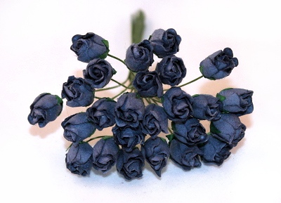 25st  Rose Buds ca 12mm - Dark Blue