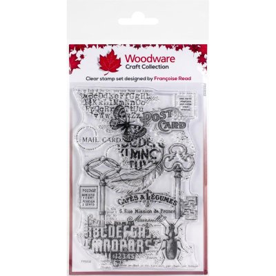 Woodware 4"x6" Clear Stamps - Ephemera Background