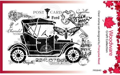 Woodware 4"x6" Clear Stamps - Vintage Car