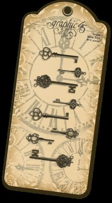 Graphic 45 Staples Ornate Metal Keys - Antique Brass (8 pack)