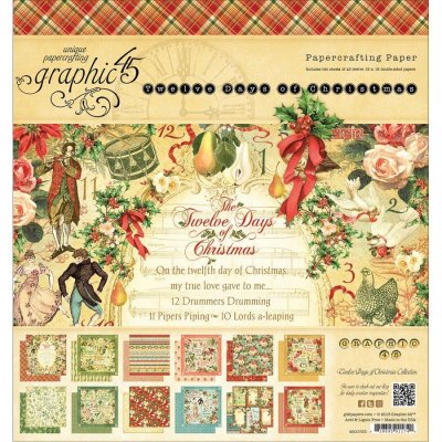 Graphic 45 12 Days Of Christmas 8"x8" Double-Sided Paper Pad (24 sheets)