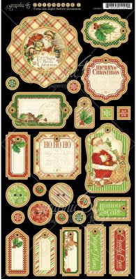 Graphic 45 Twas The Night Before Christmas Chipboard Die-Cuts 6"x12" Sheet
