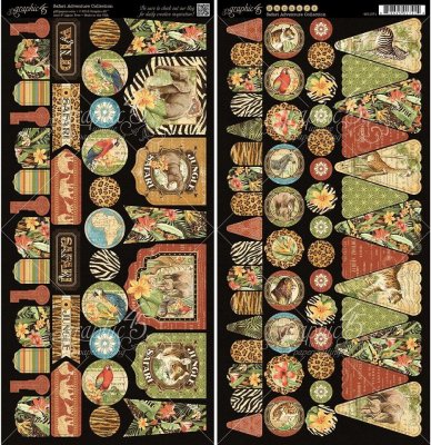 Graphic 45 - Safari Adventure 6"x12" Cardstock Banners Die-Cut Sheets (2 pack)