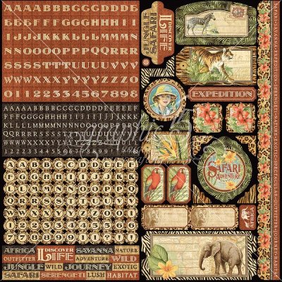 Graphic 45 - Safari Adventure 12"x12" Cardstock Sticker Sheet