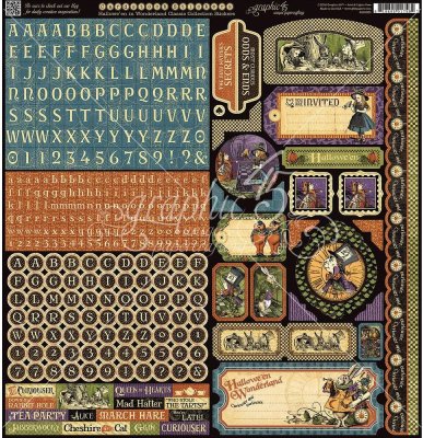 Graphic 45 - Halloween In Wonderland 12"x12" Cardstock Sticker Sheet