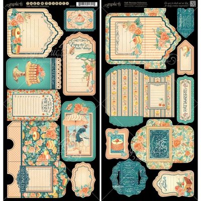 Graphic 45 - Cafe Parisian 6"x12" Cardstock Tags & Pockets Die-Cut Sheets (2 pack)