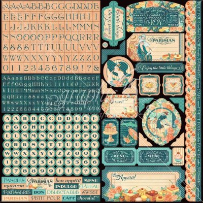 Graphic 45 - Cafe Parisian 12"x12" Cardstock Sticker Sheet