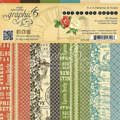 Graphic 45 - 6" x 6" Off To The Races Patterns & Solids Paper Pad (36 sheets)