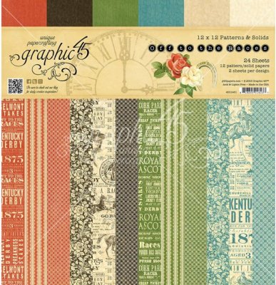 Graphic 45 - 12" x 12" Off To The Races Patterns & Solids Paper Pad (24 sheets)