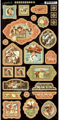 Graphic 45 - Off To The Races 6"x12" Chipboard Die-Cut Decorative Sheet