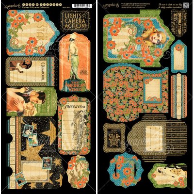 Graphic 45 - Vintage Hollywood 6"x12" Cardstock Tags & Pockets Die-Cut Sheets (2 pack)
