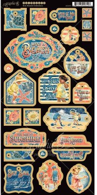 Graphic 45 - Sun Kissed Chipboard Die-Cuts - Decorative & Journaling