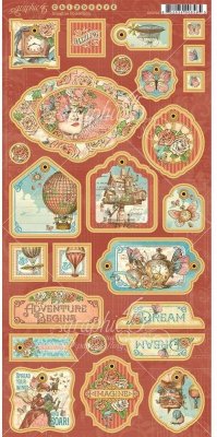 Graphic 45 - Imagine Chipboard Die-Cuts - Decorative & Journaling