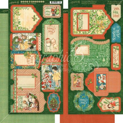 Graphic 45 - Christmas Magic Cardstock Die-Cuts 6"x12" Sheets Tags & Pockets (2 pack)