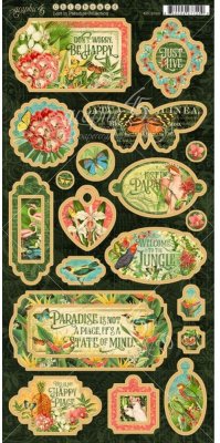 Graphic 45 Lost In Paradise Chipboard Die-Cuts 6"x12" Sheet (Decorative & Journaling)