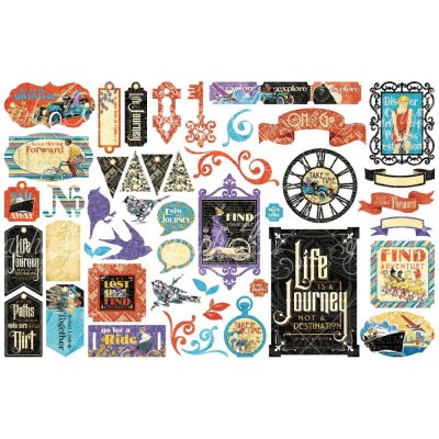 Graphic 45 - Life's A Journey Cardstock Die-Cut Assortment