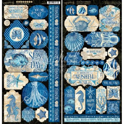 Graphic 45 - 12"x12" Ocean Blue Cardstock Stickers