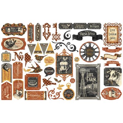 Graphic 45 - Farmhouse Cardstock Die-Cut Assortment