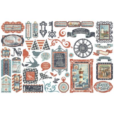 Graphic 45 Cardstock Die-Cut Assortment - Catch Of The Day