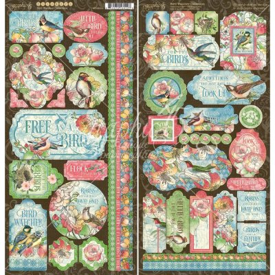 Graphic 45 Bird Watcher 12"x12" Cardstock Stickers
