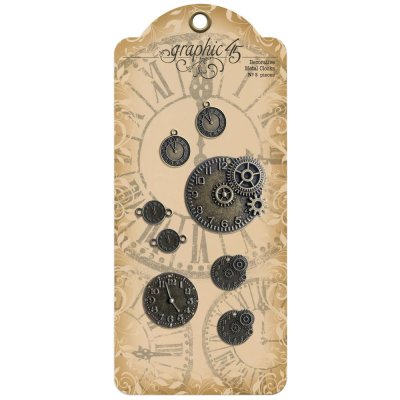 Graphic 45 Staples Decorative Metal Clocks (8 pack)