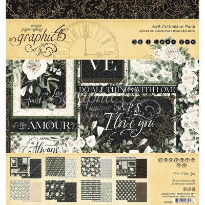 Graphic 45 8"x8" Paper Pad - P.S. I Love You (24 sheets)